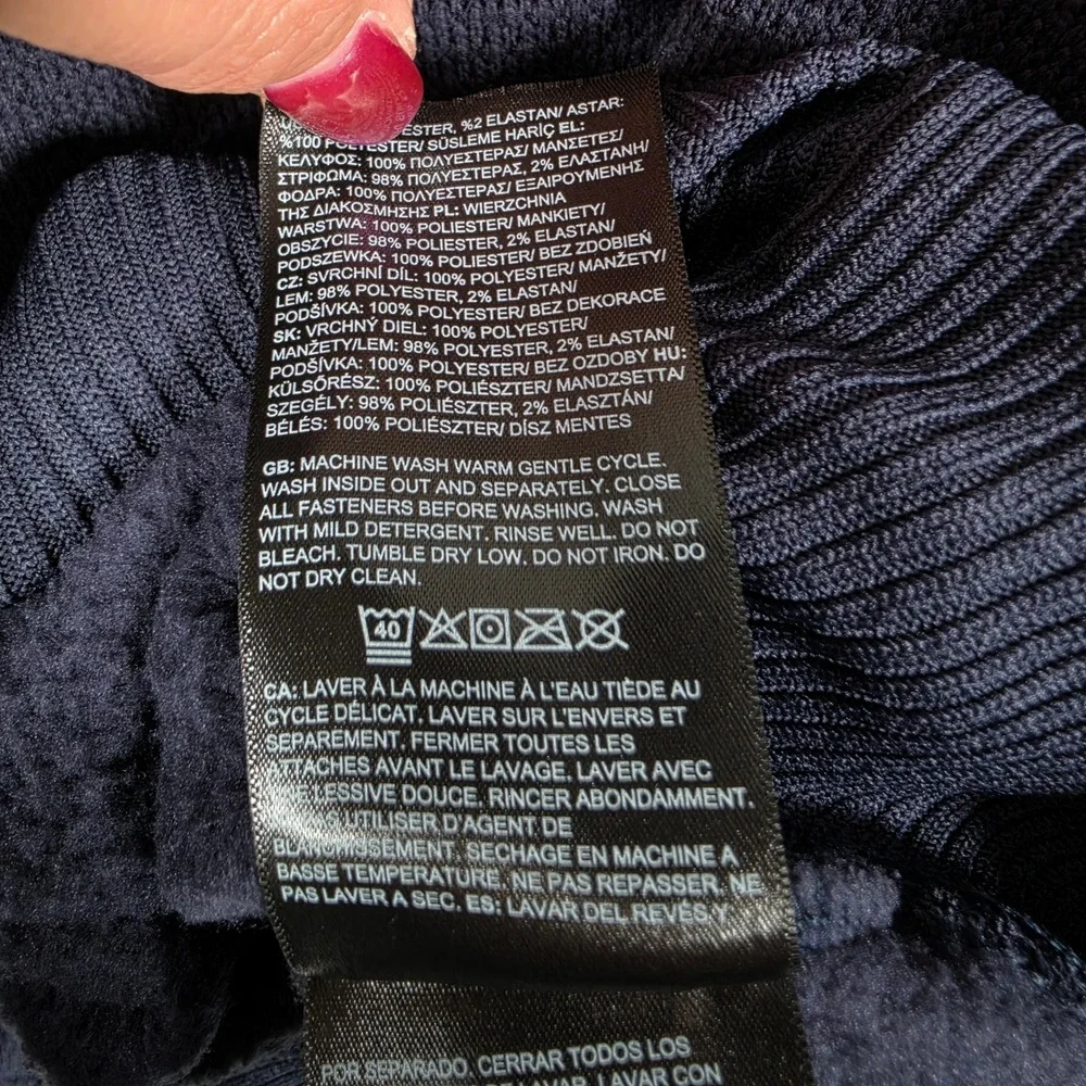 The North Face Hoodie Men's XXL Navy Waffle Fleece Zip Neck Pullover